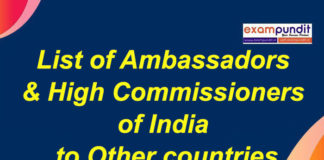 Ambassadors and High Commissioners of India to Other countries