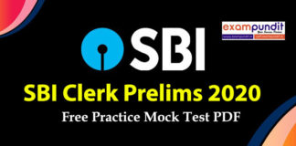 SBI Clerk Prelims Model Question Paper PDF