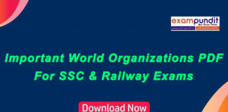 Important World Organizations PDF for SSC & Railway Exams