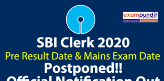 SBI Clerk Pre Result Date & Mains Exam Dates Postponed Official Info