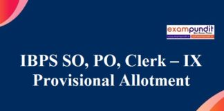 IBPS PO Clerk SO – IX Provisional Allotment Result for 2019-2020