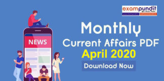 Monthly Current Affairs PDF April 2020