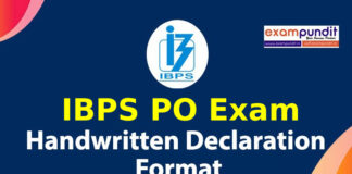 Handwritten declaration for IBPS PO 2021