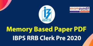 Memory Based Questions Asked in IBPS RRB Clerk Prelims 2020