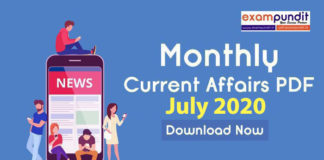 Monthly Current Affairs PDF July 2020