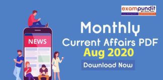 Monthly Current Affairs PDF August 2020