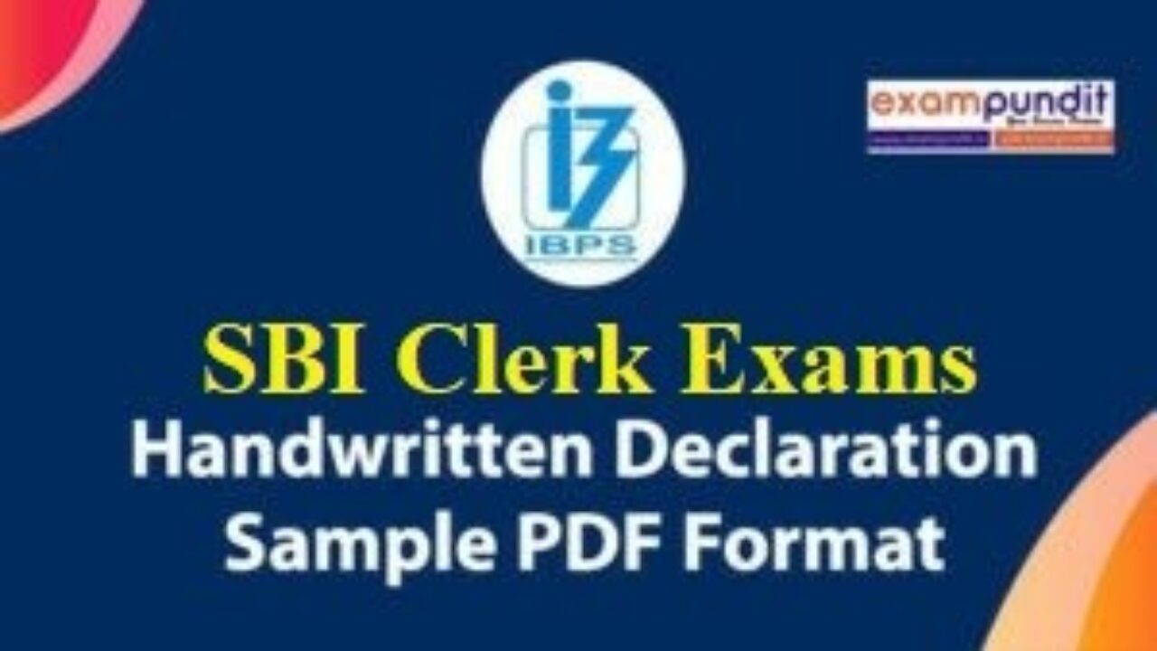 Handwritten Declaration For Sbi Clerk 2021 Sample Format Pdf