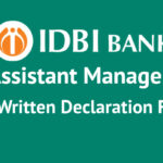 IDBI Assistant Manager 2021 Hand Written Declaration Format